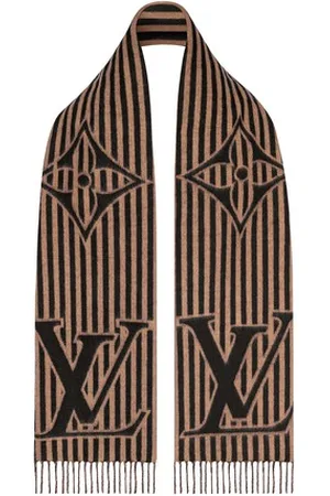 Louis Vuitton Navy Brown Letters Wool Scarf  BLOGGER ARMOIRE