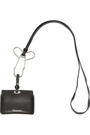 LEATHER CARDHOLDER WITH PENIS PIN STRAP in black