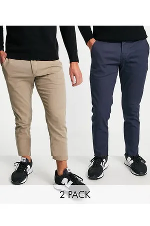 JACK & JONES Intelligence 2 pack chinos in beige & navy-Multi