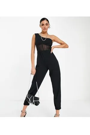 Jaded Rose exclusive flared corset jumpsuit in black sequin