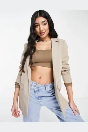 Pieces® Tailored oversized blazer in beige-Neutral