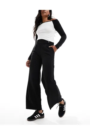 JDY Button detail wide leg dad pants in