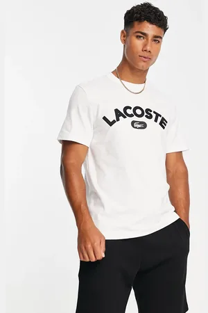 Lacoste heavyweight color block logo t-shirt in black