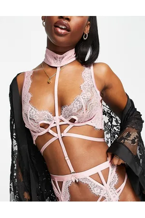 Hunkemoller Madelyn demi unpadded lace bra with cutaway in black
