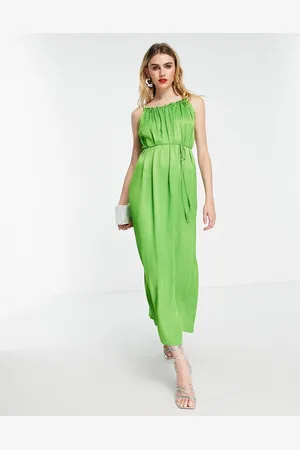 & OTHER STORIES Volume maxi cami dress with braided belt in crinkle satin