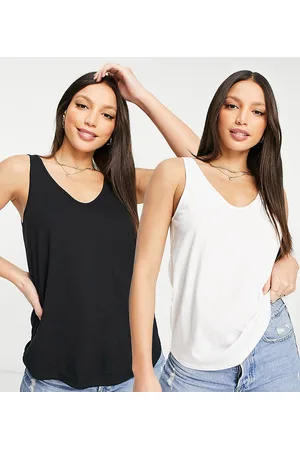 ASOS ASOS DESIGN Tall ultimate singlet with scoop neck in cotton in 2 pack - MULTI