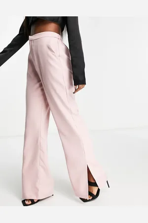 In The Style X Dani Dyer straight leg pants with side splits in dusky (part of a set)-Pink