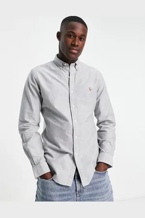 Ralph Lauren Icon logo slim fit oxford shirt button down in slate