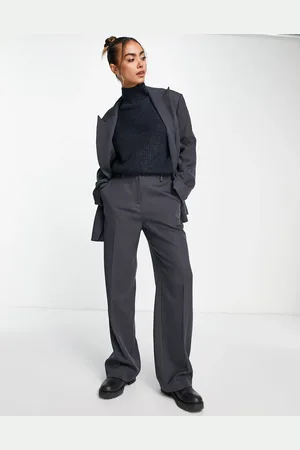 VERO MODA Tailored herringbone wide leg pants in grey (part of a set)