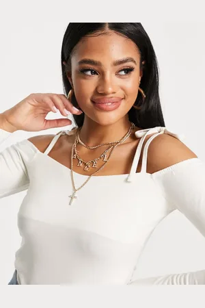 NA-KD X Pamela knitted top with tie shoulder in