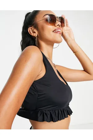 ASOS DESIGN Fuller Bust mix and match monowire halter bikini top in black
