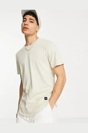 Only & Sons Longline curve hem T-shirt in beige-Neutral