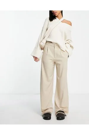 Stradivarius Wide leg relaxed dad pants in -Neutral
