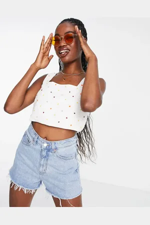 & OTHER STORIES Embellished crop top with dot print in (part of a set)