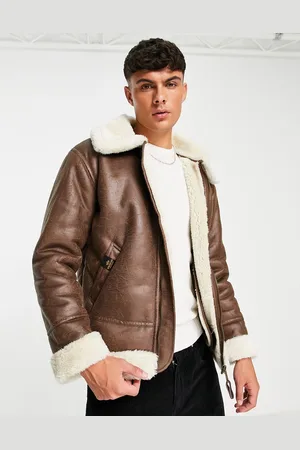 Alpha Industries B3 faux-leather shearling flight jacket in