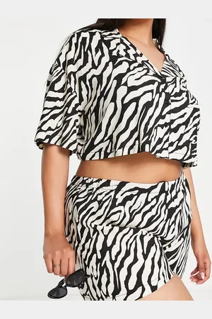 ASOS Curve beach shorts in zebra print (part of a set)