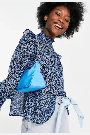 New Look Shirred high-neck blouse in floral