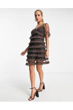 Never Fully Dressed Tiered mesh mini dress in