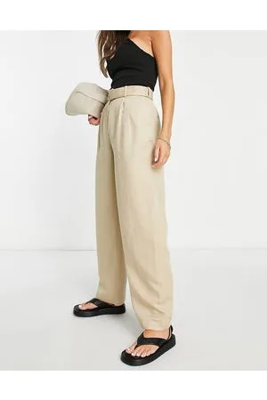& OTHER STORIES Tailored belted straight leg pants in -Neutral