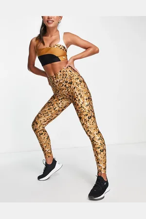 Puma Training formknit seamless high waist 7/8 leggings in black leopard  print