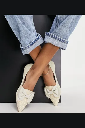 ASOS Lake bow pointed ballet flats in -Neutral