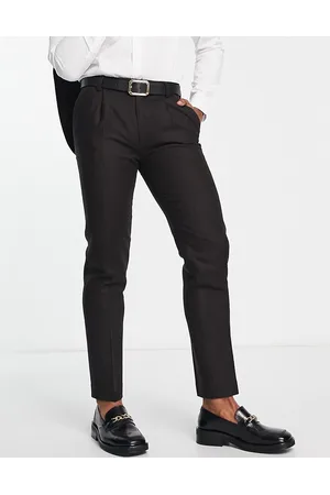 Noak British lambswool slim suit pants in herringbone