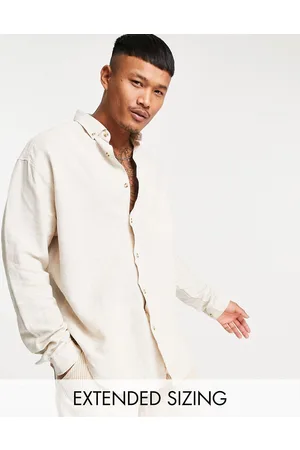 ASOS 90s oversized linen shirt in -Neutral