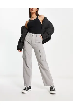 Stradivarius STR oversized parachute pants in charcoal