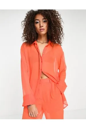 NA-KD Sheer oversized shirt in (part of a set)