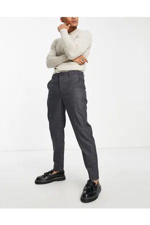 SELECTED Slim tapered fit smart pants in dark grey houndstooth