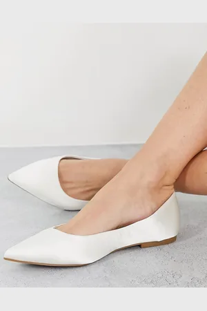 ASOS Lucky pointed ballet flats in satin-White