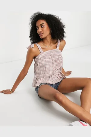 Y.A.S Y.A.S tie shoulder cami top in gingham (part of a set)-Multi
