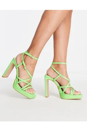 Simmi London clear rhinestone mule sandals in green