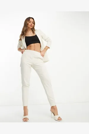 VILA Tailored tapered pants in cream (part of a set)-White