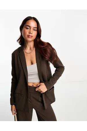 JDY Lightweight blazer in chocolate (part of a set)-Brown