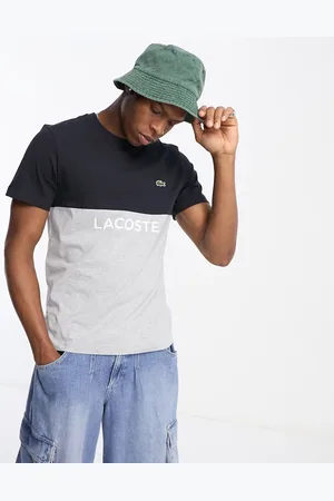 Lacoste heavyweight color block logo t-shirt in black