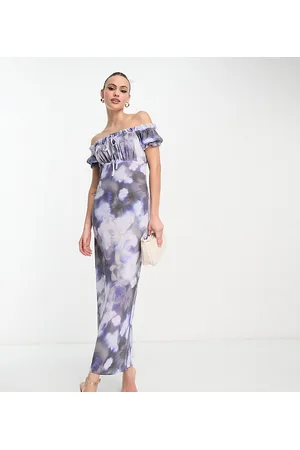 ASOS ASOS DESIGN Tall milkmaid square neck midi dress with tie front neck in -Multi