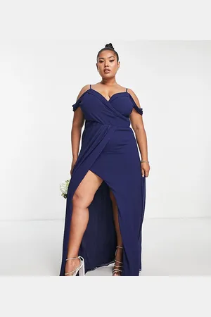 tfnc cold shoulder wrap maxi bridesmaid dress with fishtail