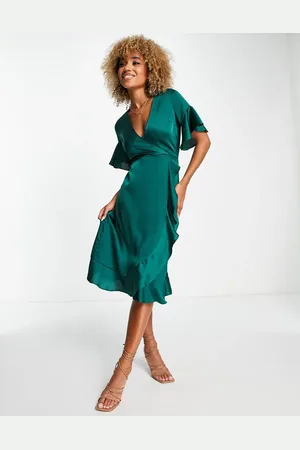Ax Paris Ruffle wrap midi dress in