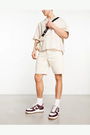 Only & Sons Loose fit denim shorts in -White