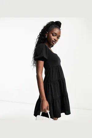 In The Style Exclusive tiered mini dress with shirred back detail in