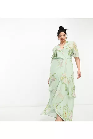 Hope & Ivy ruffle wrap maxi dress in pink floral print