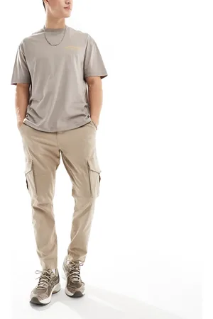 Only & Sons Slim fit cargo pants in beige-Neutral