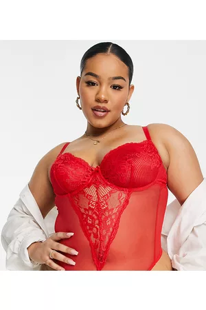 Plus Embroidery Rose Lingerie Bodysuit