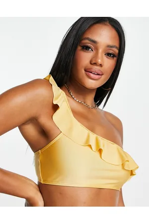 NA-KD Frilly one shoulder bikini top in