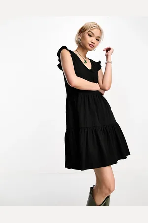 ONLY Tiered frill sleeve mini dress in