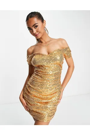 In The Style Exclusive sequin off shoulder mini dress in