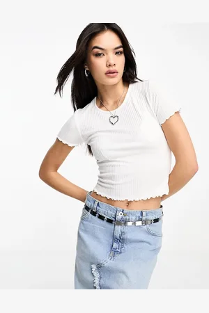 ONLY Cropped lettuce edge t-shirt in