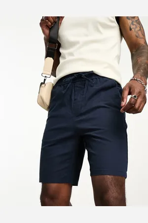 Only & Sons Linen mix elasticated waist shorts in navy