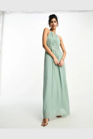 VILA Bridesmaid halterneck maxi dress in -Blue